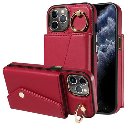 For iPhone 11 Pro Max Diagonal Crossbody Ring Organ Wallet Leather Back Phone Case(Wine Red) - iPhone 11 Pro Max Cases by buy2fix | Online Shopping UK | buy2fix