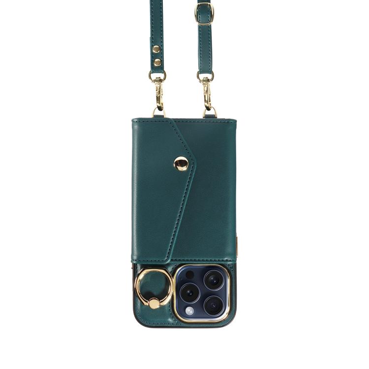 For iPhone 11 Pro Max Diagonal Crossbody Ring Organ Wallet Leather Back Phone Case(Dark Green) - iPhone 11 Pro Max Cases by buy2fix | Online Shopping UK | buy2fix