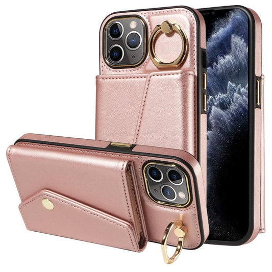 For iPhone 11 Pro Max Diagonal Crossbody Ring Organ Wallet Leather Back Phone Case(Rose Gold) - iPhone 11 Pro Max Cases by buy2fix | Online Shopping UK | buy2fix