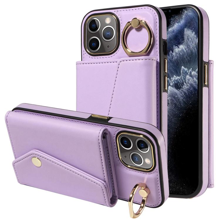 For iPhone 11 Pro Max Diagonal Crossbody Ring Organ Wallet Leather Back Phone Case(Purple) - iPhone 11 Pro Max Cases by buy2fix | Online Shopping UK | buy2fix