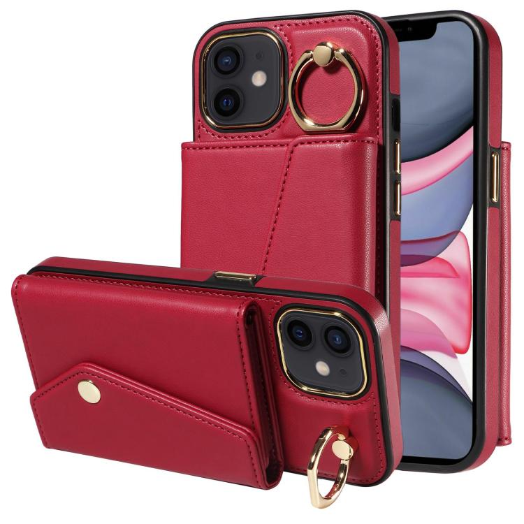 For iPhone 11 Diagonal Crossbody Ring Organ Wallet Leather Back Phone Case(Wine Red) - iPhone 11 Cases by buy2fix | Online Shopping UK | buy2fix