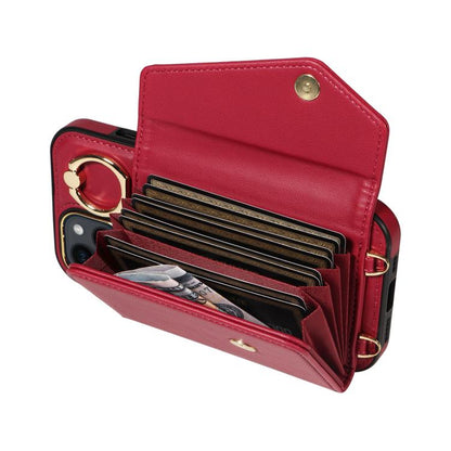 For iPhone 11 Diagonal Crossbody Ring Organ Wallet Leather Back Phone Case(Wine Red) - iPhone 11 Cases by buy2fix | Online Shopping UK | buy2fix