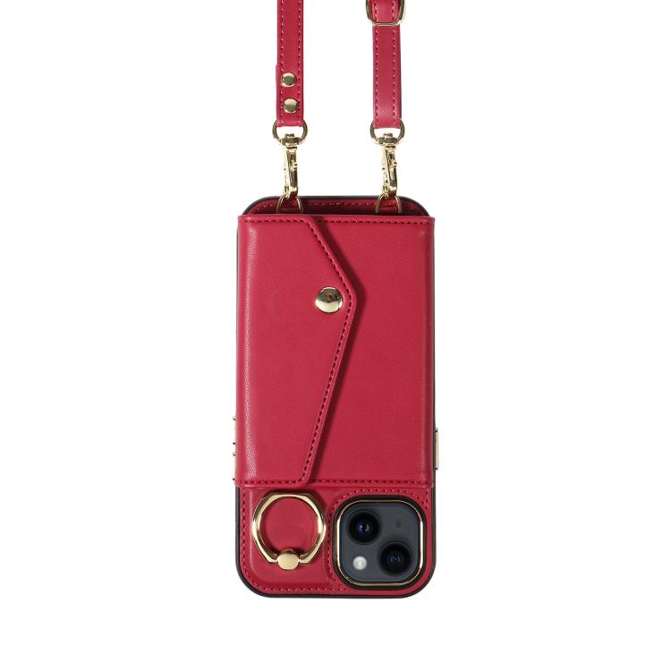 For iPhone 11 Diagonal Crossbody Ring Organ Wallet Leather Back Phone Case(Wine Red) - iPhone 11 Cases by buy2fix | Online Shopping UK | buy2fix