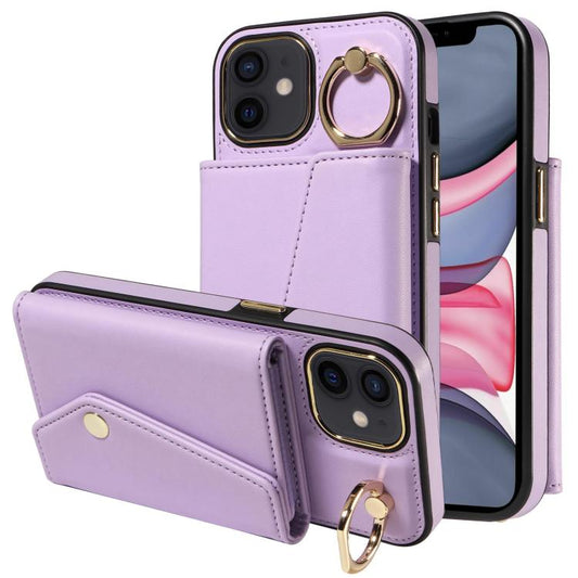 For iPhone 11 Diagonal Crossbody Ring Organ Wallet Leather Back Phone Case(Purple) - iPhone 11 Cases by buy2fix | Online Shopping UK | buy2fix