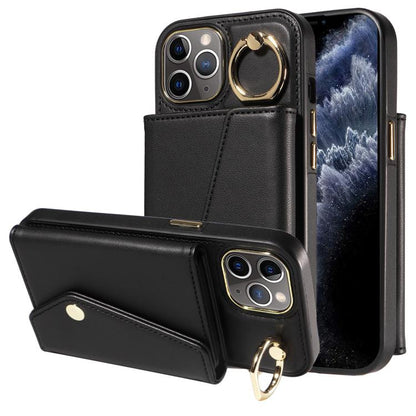 For iPhone 11 Pro Diagonal Crossbody Ring Organ Wallet Leather Back Phone Case(Black) - iPhone 11 Pro Cases by buy2fix | Online Shopping UK | buy2fix