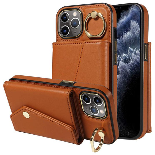 For iPhone 11 Pro Diagonal Crossbody Ring Organ Wallet Leather Back Phone Case(Brown) - iPhone 11 Pro Cases by buy2fix | Online Shopping UK | buy2fix