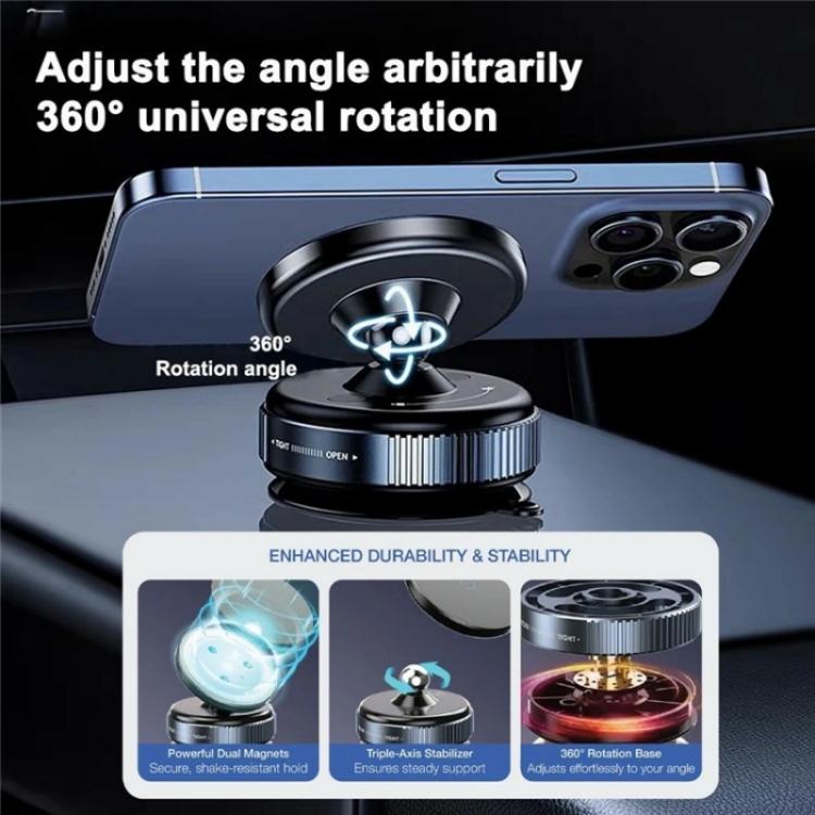 K009 360 Degree Rotation Navigation Holder Mechanical Vacuum Suction Magnetic Car Stand(White) - Universal Car Holders by buy2fix | Online Shopping UK | buy2fix