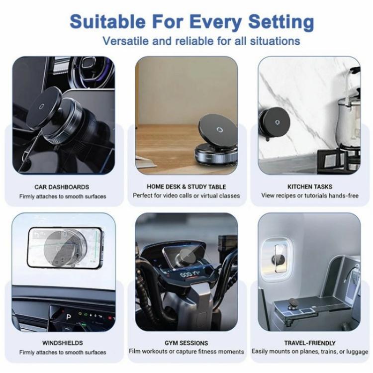 K009 360 Degree Rotation Navigation Holder Mechanical Vacuum Suction Magnetic Car Stand(White) - Universal Car Holders by buy2fix | Online Shopping UK | buy2fix