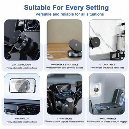 K009 360 Degree Rotation Navigation Holder Mechanical Vacuum Suction Magnetic Car Stand(White) - Universal Car Holders by buy2fix | Online Shopping UK | buy2fix