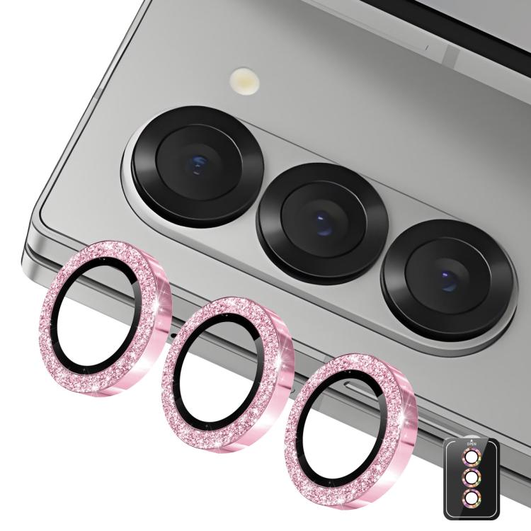 For Samsung Galaxy Z Fold7 ENKAY Hat-Prince 9H Rear Camera Lens Glitter Aluminium Alloy Tempered Glass Film(Pink) - Galaxy Z Fold7 5G Tempered Glass by ENKAY | Online Shopping UK | buy2fix