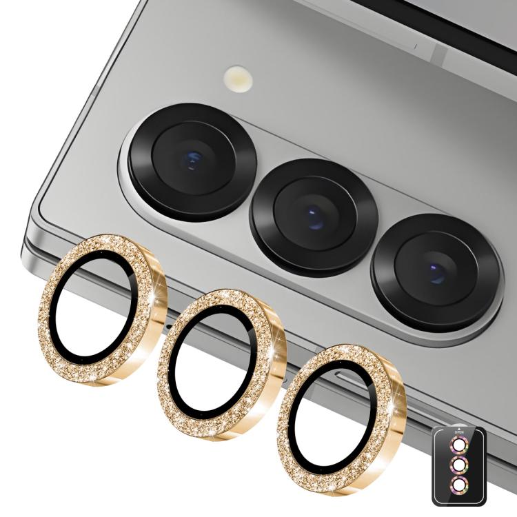 For Samsung Galaxy Z Fold7 ENKAY Hat-Prince 9H Rear Camera Lens Glitter Aluminium Alloy Tempered Glass Film(Golden) - Galaxy Z Fold7 5G Tempered Glass by ENKAY | Online Shopping UK | buy2fix