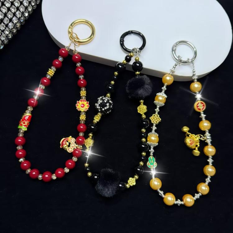 Good Luck Comes To The God Of Wealth Auspicious Phone Chain(Black) - Lanyards & Wrist Straps by buy2fix | Online Shopping UK | buy2fix