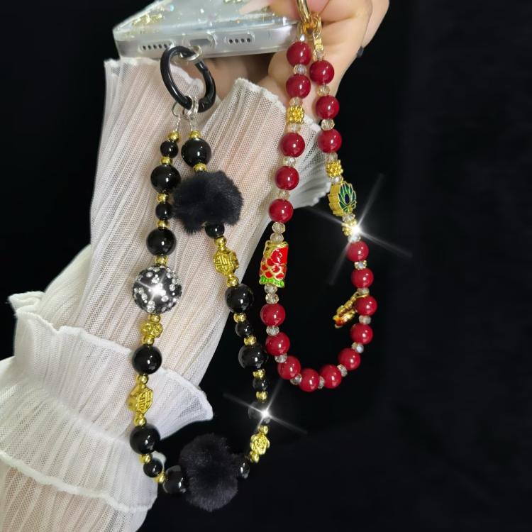 Good Luck Comes To The God Of Wealth Auspicious Phone Chain(Black) - Lanyards & Wrist Straps by buy2fix | Online Shopping UK | buy2fix