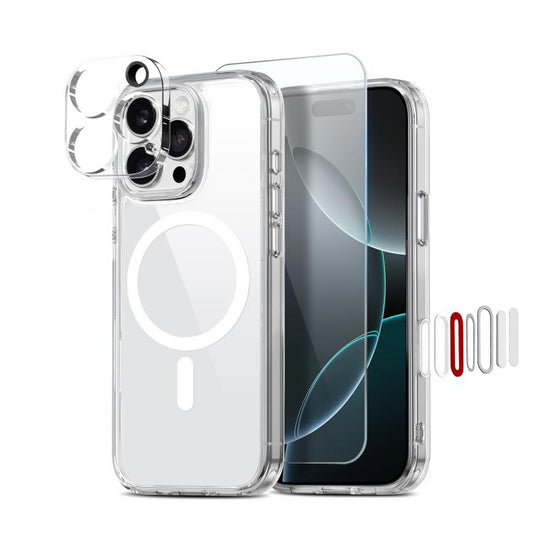 For iPhone 16 Pro NORTHJO 3 in 1 PC Magnetic Phone Case with Screen Film and Lens Film(Clear) - iPhone 16 Pro Cases by NORTHJO | Online Shopping UK | buy2fix