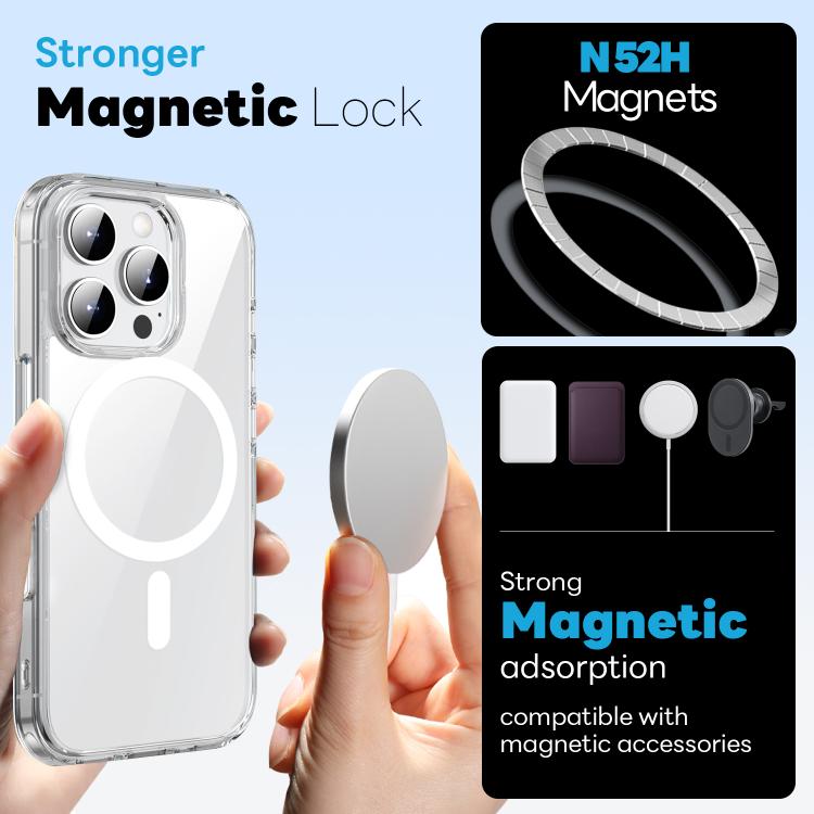 For iPhone 16 Pro NORTHJO 3 in 1 PC Magnetic Phone Case with Screen Film and Lens Film(Clear) - iPhone 16 Pro Cases by NORTHJO | Online Shopping UK | buy2fix