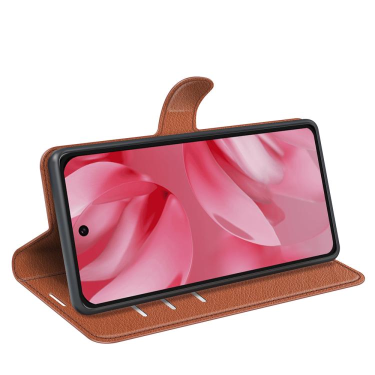 For Google Pixel 10 / 10 Pro Litchi Texture Horizontal Flip Leather Phone Case with Holder(Brown) - Google Cases by buy2fix | Online Shopping UK | buy2fix