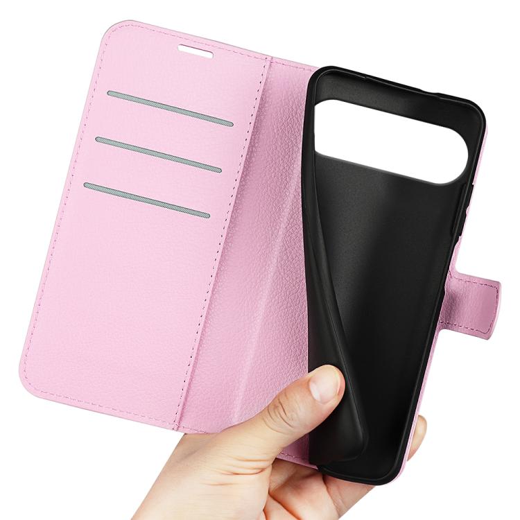 For Google Pixel 10 Pro XL Litchi Texture Horizontal Flip Leather Phone Case with Holder(Pink) - Google Cases by buy2fix | Online Shopping UK | buy2fix