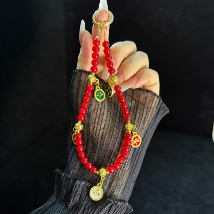 Five-Way Fortuna Mobile Phone Chain(Red) - Lanyards & Wrist Straps by buy2fix | Online Shopping UK | buy2fix