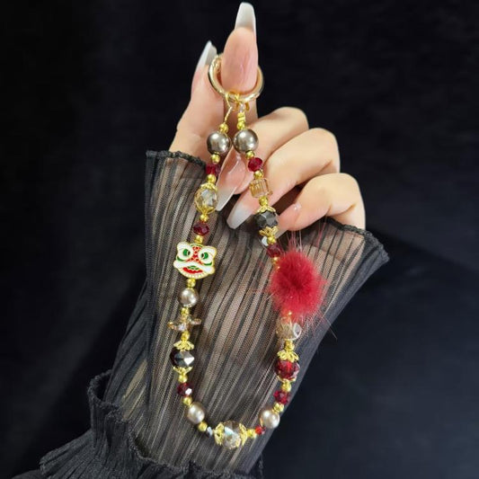 Lion Awakening Hairball Mobile Phone Chain(Red) - Lanyards & Wrist Straps by buy2fix | Online Shopping UK | buy2fix