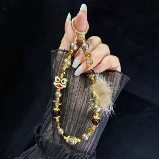 Lion Awakening Hairball Mobile Phone Chain(Golden) - Lanyards & Wrist Straps by buy2fix | Online Shopping UK | buy2fix