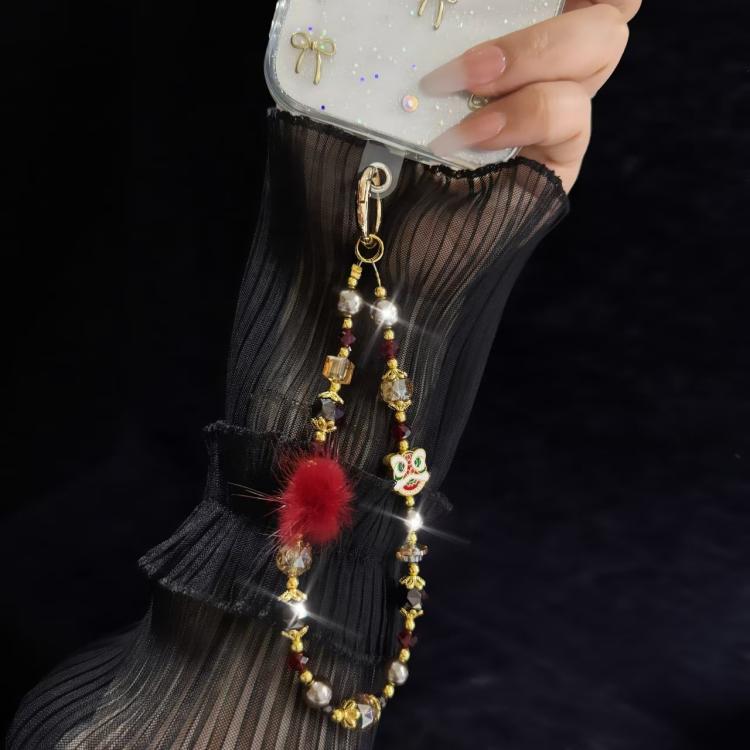 Lion Awakening Hairball Mobile Phone Chain(Red) - Lanyards & Wrist Straps by buy2fix | Online Shopping UK | buy2fix