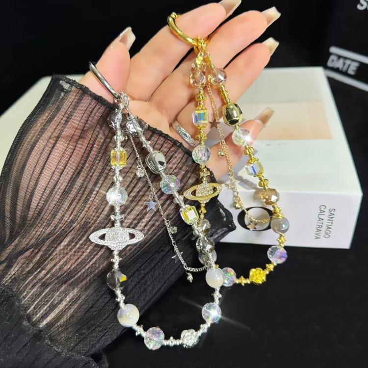 Cosmic Star Color Pearl Phone Chain(Golden) - Lanyards & Wrist Straps by buy2fix | Online Shopping UK | buy2fix