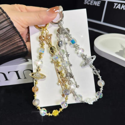 Cosmic Star Color Pearl Phone Chain(Golden) - Lanyards & Wrist Straps by buy2fix | Online Shopping UK | buy2fix