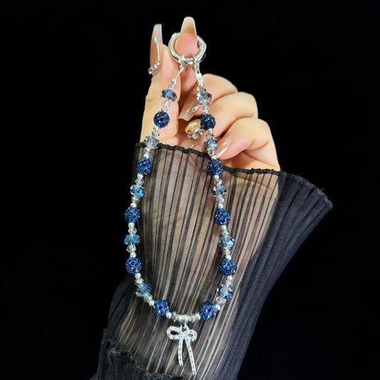 Colored Clay Bow Fashion Phone Chain(Blue) - Lanyards & Wrist Straps by buy2fix | Online Shopping UK | buy2fix