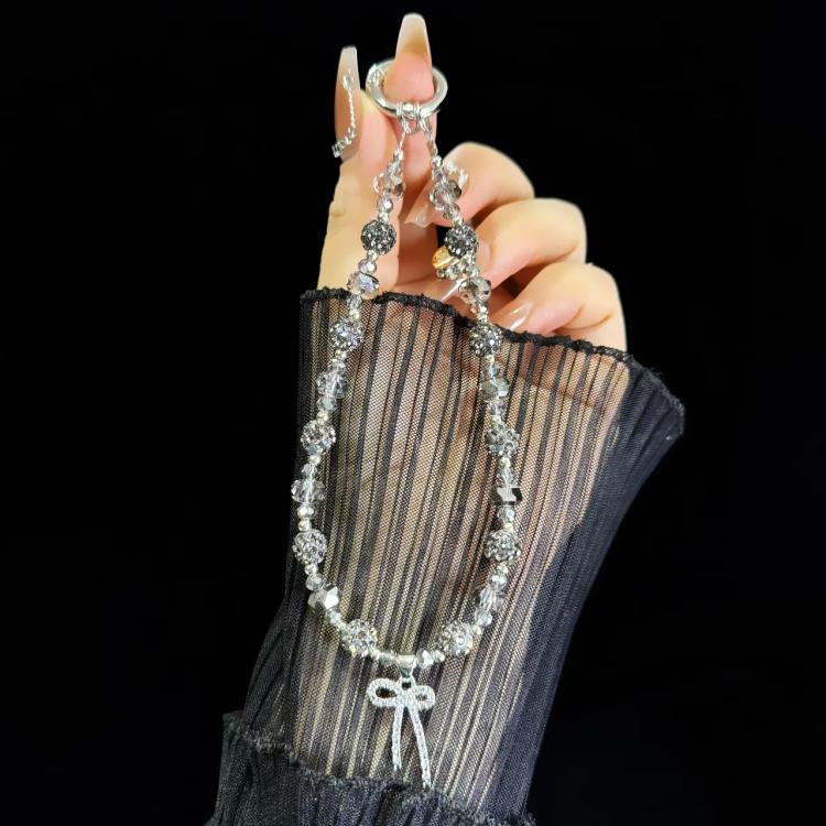 Colored Clay Bow Fashion Phone Chain(Argent) - Lanyards & Wrist Straps by buy2fix | Online Shopping UK | buy2fix