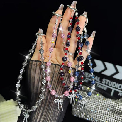 Colored Clay Bow Fashion Phone Chain(Argent) - Lanyards & Wrist Straps by buy2fix | Online Shopping UK | buy2fix