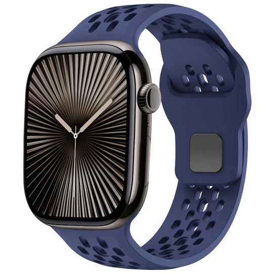 For Apple Watch 42mm / 41mm / 40mm / 38mm Mesh Reverse Buckle Silicone Watch Band(Navy Blue)