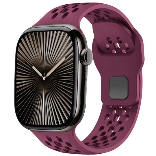 For Apple Watch 42mm / 41mm / 40mm / 38mm Mesh Reverse Buckle Silicone Watch Band(Wine Red)