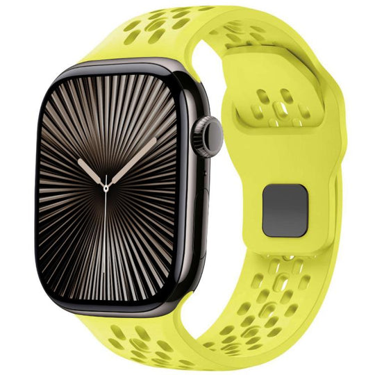 For Apple Watch 42mm / 41mm / 40mm / 38mm Mesh Reverse Buckle Silicone Watch Band(Lime)