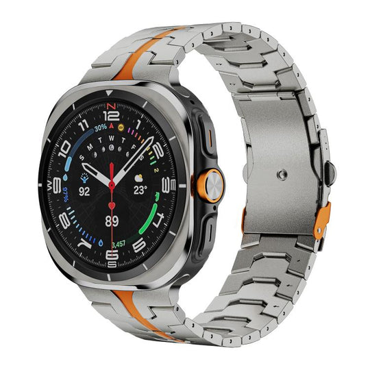 For Galaxy Watch Ultra2 2026 / 2025 / 1 2024 Titanium Alloy Safety Buckle Metal Watch Band(Titanium Orange)