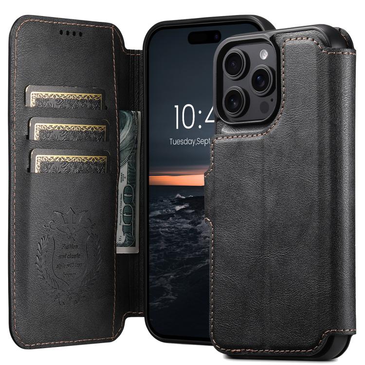 For iPhone 16 Pro Suteni Q05 2-in-1 Multi-function Detachable Wallet MagSafe Phone Case(Black) - iPhone 16 Pro Cases by Suteni | Online Shopping UK | buy2fix