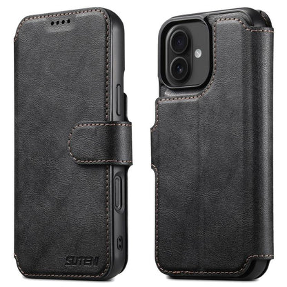 For iPhone 16 Plus Suteni Q05 2-in-1 Multi-function Detachable Wallet MagSafe Phone Case(Black) - iPhone 16 Plus Cases by Suteni | Online Shopping UK | buy2fix