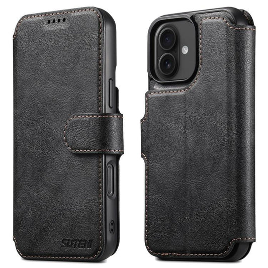 For iPhone 16 Suteni Q05 2-in-1 Multi-function Detachable Wallet MagSafe Phone Case(Black) - iPhone 16 Cases by Suteni | Online Shopping UK | buy2fix