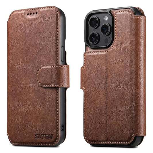 For iPhone 13 Pro Max Suteni Q05 2-in-1 Multi-function Detachable Wallet MagSafe Phone Case(Brown) - iPhone 13 Pro Max Cases by Suteni | Online Shopping UK | buy2fix