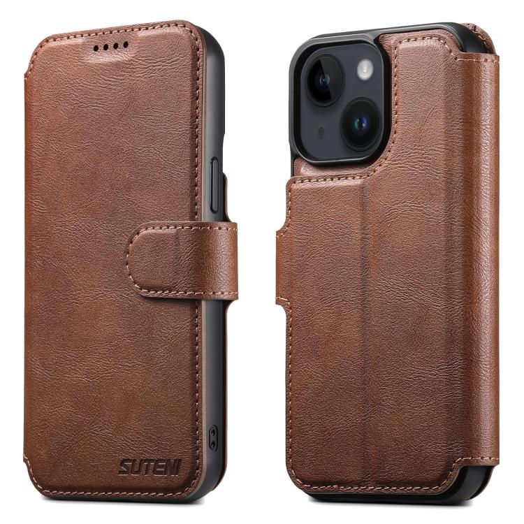 For iPhone 13 Suteni Q05 2-in-1 Multi-function Detachable Wallet MagSafe Phone Case(Brown) - iPhone 13 Cases by Suteni | Online Shopping UK | buy2fix