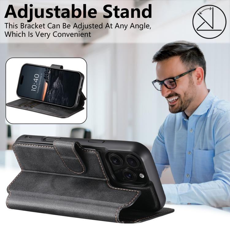 For iPhone 12 Pro Max Suteni Q05 2-in-1 Multi-function Detachable Wallet MagSafe Phone Case(Black) - iPhone 12 Pro Max Cases by Suteni | Online Shopping UK | buy2fix