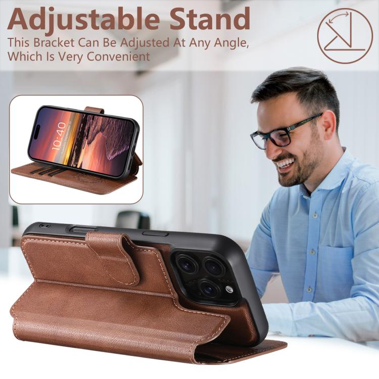 For iPhone 12 Pro Max Suteni Q05 2-in-1 Multi-function Detachable Wallet MagSafe Phone Case(Brown) - iPhone 12 Pro Max Cases by Suteni | Online Shopping UK | buy2fix