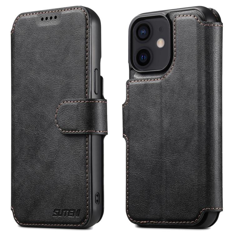 For iPhone 12 Suteni Q05 2-in-1 Multi-function Detachable Wallet MagSafe Phone Case(Black) - iPhone 12 / 12 Pro Cases by Suteni | Online Shopping UK | buy2fix