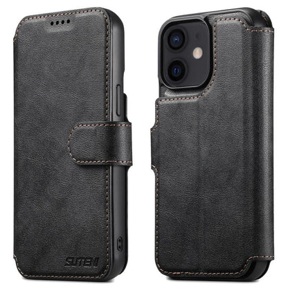 For iPhone 12 Suteni Q05 2-in-1 Multi-function Detachable Wallet MagSafe Phone Case(Black) - iPhone 12 / 12 Pro Cases by Suteni | Online Shopping UK | buy2fix