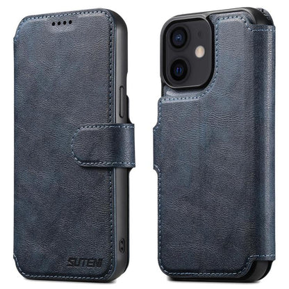 For iPhone 12 Suteni Q05 2-in-1 Multi-function Detachable Wallet MagSafe Phone Case(Blue) - iPhone 12 / 12 Pro Cases by Suteni | Online Shopping UK | buy2fix