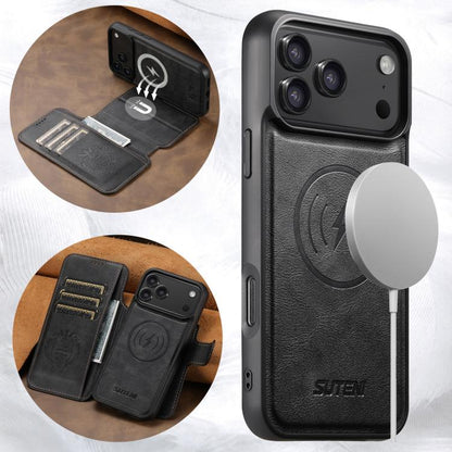 For iPhone 17 Pro Max Suteni Q05 2-in-1 Multi-function Detachable Wallet MagSafe Phone Case(Black) - iPhone 17 Pro Max Cases by Suteni | Online Shopping UK | buy2fix
