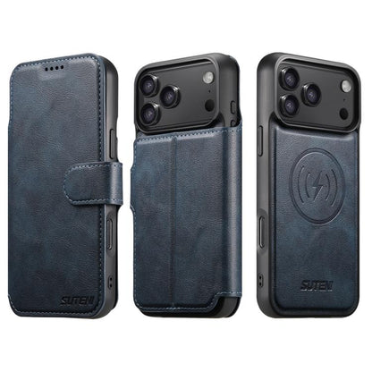 For iPhone 17 Pro Max Suteni Q05 2-in-1 Multi-function Detachable Wallet MagSafe Phone Case(Blue) - iPhone 17 Pro Max Cases by Suteni | Online Shopping UK | buy2fix