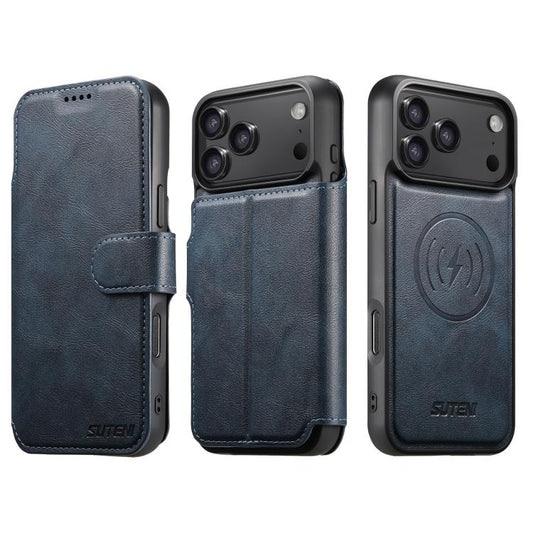 For iPhone 17 Pro Max Suteni Q05 2-in-1 Multi-function Detachable Wallet MagSafe Phone Case(Blue) - iPhone 17 Pro Max Cases by Suteni | Online Shopping UK | buy2fix