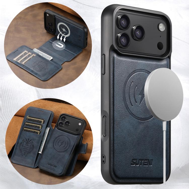 For iPhone 17 Pro Max Suteni Q05 2-in-1 Multi-function Detachable Wallet MagSafe Phone Case(Blue) - iPhone 17 Pro Max Cases by Suteni | Online Shopping UK | buy2fix