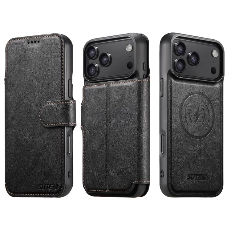 For iPhone 17 Pro Suteni Q05 2-in-1 Multi-function Detachable Wallet MagSafe Phone Case(Black) - iPhone 17 Pro Cases by Suteni | Online Shopping UK | buy2fix