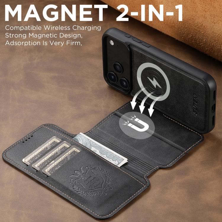 For iPhone 17 Pro Suteni Q05 2-in-1 Multi-function Detachable Wallet MagSafe Phone Case(Black) - iPhone 17 Pro Cases by Suteni | Online Shopping UK | buy2fix